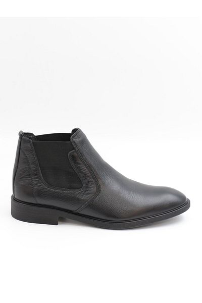 Nesil Shoes Thrtrk 908 Μαύρες ανδρικές μπότες από γνήσιο δέρμα από καουτσούκ