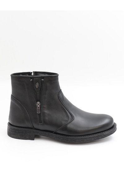 Nesil Shoes Thrtrk 905 Μαύρες ανδρικές μπότες από γνήσιο δέρμα από καουτσούκ