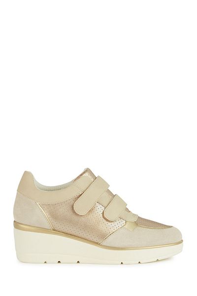 Geox Beige Leather Sneaker - Thick Sole, Women's, D25rab0nfekc2235