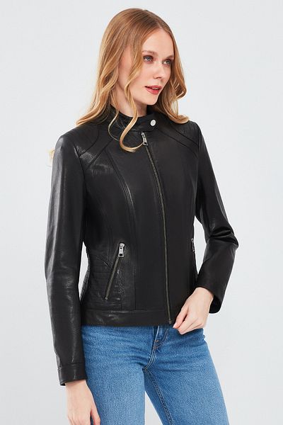 Derimod July Women's - Black Short Leather Jacket 24sgd5164ve