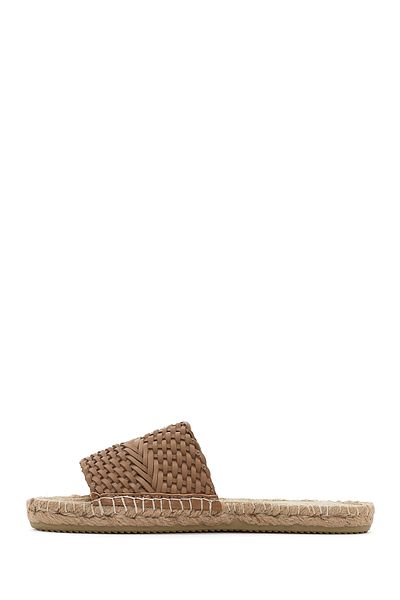 Derimod Women's Beige Knitted Leather Espadrille Slippers 24Sfd206129