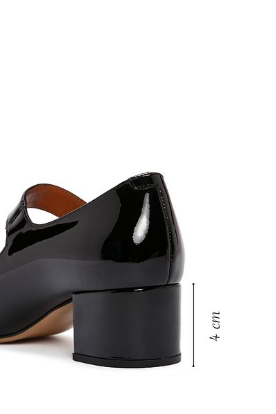 Derimod Women's Stone Buckle Patent Leather Thick Short Mary Jane Heeled Shoes 24Sfd121416