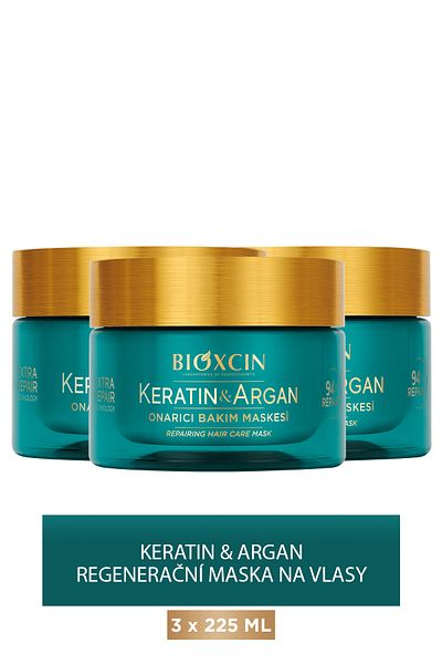 Bioxcin Keratin & Argan Repair Care Mask 225 ml 3 kusy