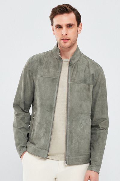 Derimod Men's Green Suede Leather Coat - Double Sided, Rakitic 24sgd6517re