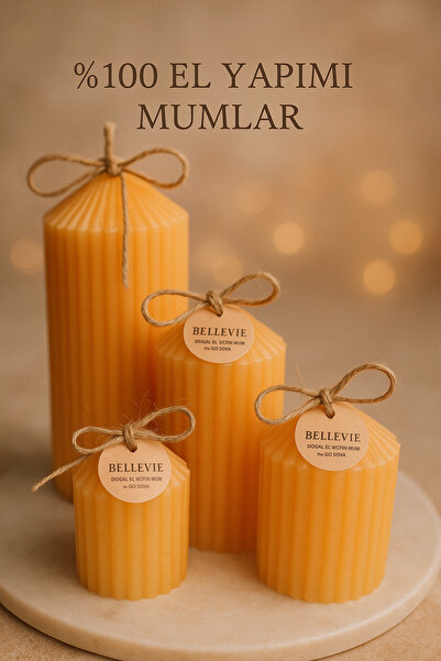 Handmade Dekoratif mumlar 4'lu mum seti doğal el yapımı