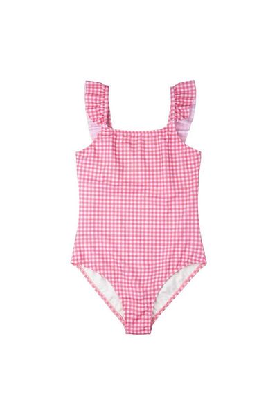 Swimfoam Pink Plaid Ruffle Swimsuit for Girl