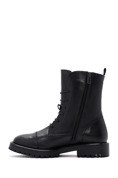 Derimod Black Leather Women's Boots - Lace up and Zipper 24WFD 150718