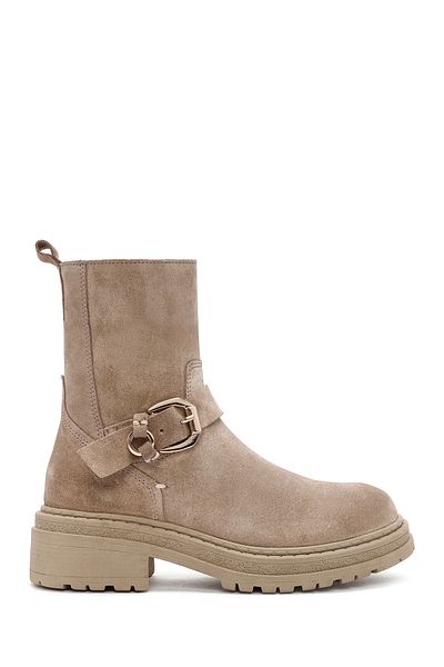 Derimod Beige Suede Leather Women's Boots - Zippered, Model No: 24WFD 185810