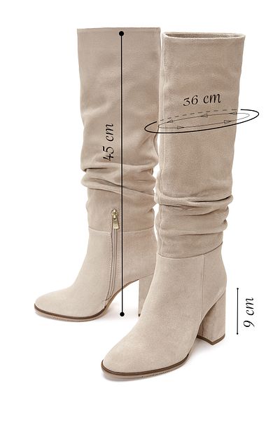 Derimod Women's Gray Zippered Thick Heeled Suede Leather Boots 24Wfd 281110