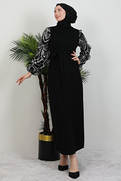 giz astore Defne Tesettür Elbise Siyah
