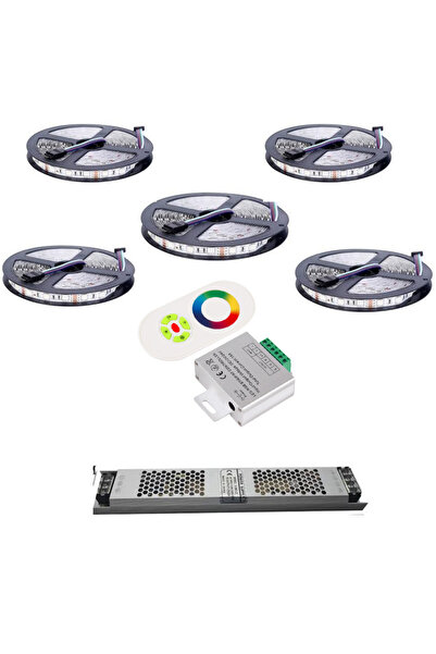 Asşerit Led Rgb Şerit Led 25 Metre Dokunmatik Kumanda Ultra Slim Trafo 3 Çip ...