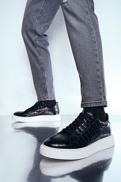 Derimod Black LEathEr MEn's SnEakErs - LacE-up, 24WFD6100E3