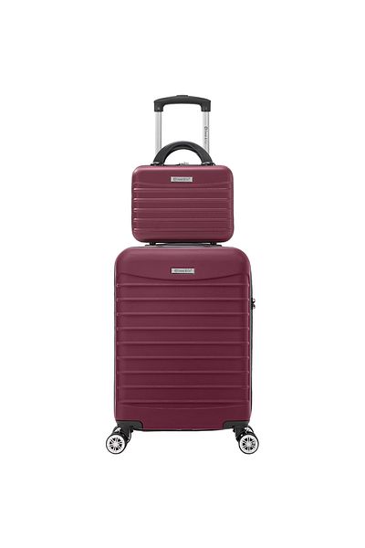 Quasar & Co. Set Troler Cabina Cu Geanta Cosmetice,55x36x20cm,valiza Bagaj De Mana,cifru,abs,visiniu