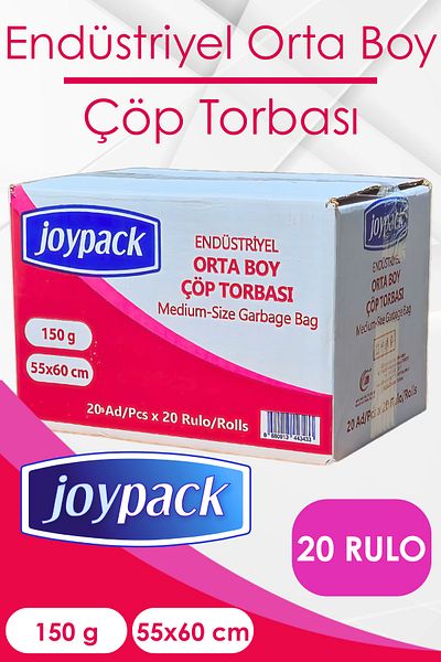 Joypack Industrial Medium Garbage Bag Roll Head 20 Pieces, 20 Rolls - 150Gr 55X60 cm 30 Lt