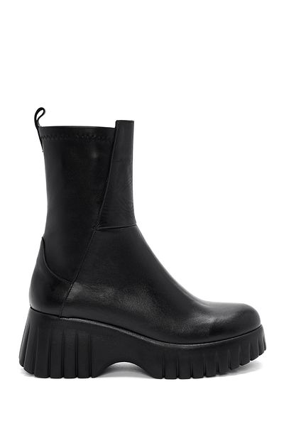 Derimod Black Zippered Thick Sole Women's Leather Boots - 24Wfd 202118