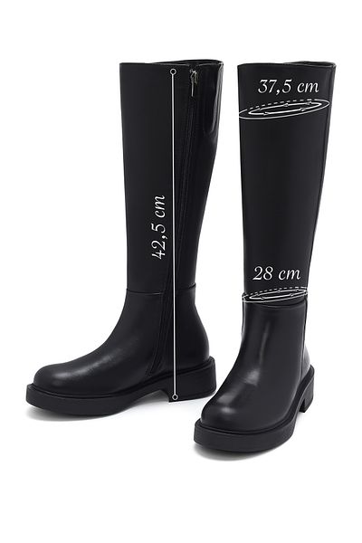 Derimod Women's Black Zippered Leather Boots 24Wfd 512518