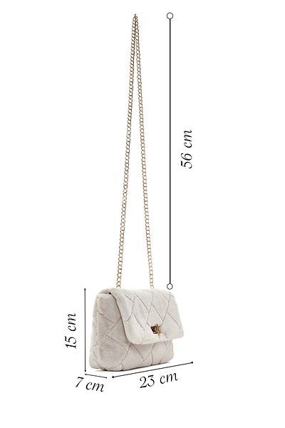 Derimod Cream Plush Crossbody Bag - Chain Strap, Women, 24wbd2953ph