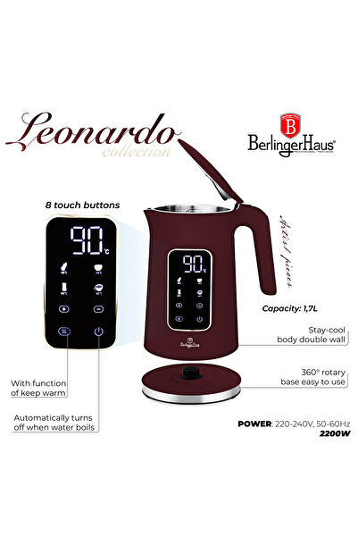 Berlinger Haus Electric kettle with digital temperature control 1.7 l Leonardo Collection