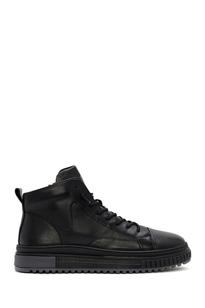 Derimod Black Leather Men's Sports Boots - Zippered, 24Wfd 692918