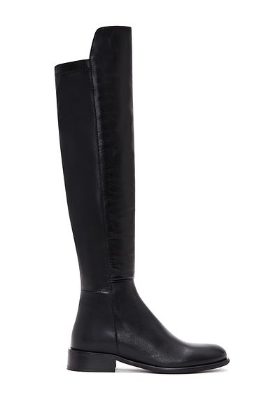 Derimod Women's Black Zippered Leather Boots 24Wfd 280418