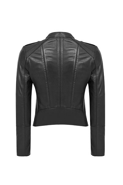 Derimod Cherie Women's Black Short Leather Coat 24Sgm 520251