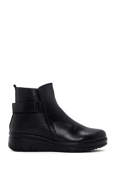 Derimod Women's Black Banded Leather Comfort Boots 24Wfd 360218