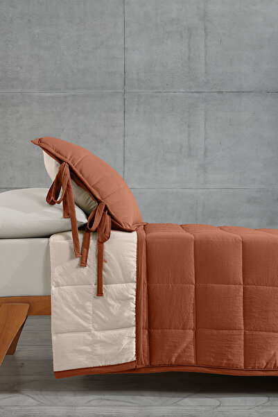 Elart Madelyn Tek Kişilik Yatak Örtüsü 2 Parça Tarçın