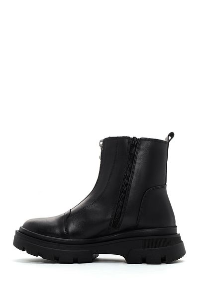 Derimod Women's Black Zippered Leather Boots 24Wfd360418