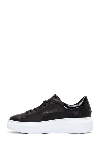 Derimod Black Leather Sneaker - Lace-up and Thick Sole, 24WFD 370114