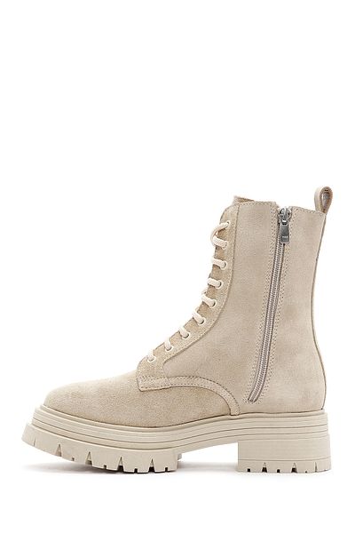 Derimod Beige Suede Leather Women's Boots - Zippered, Model No: 24wfd 140410
