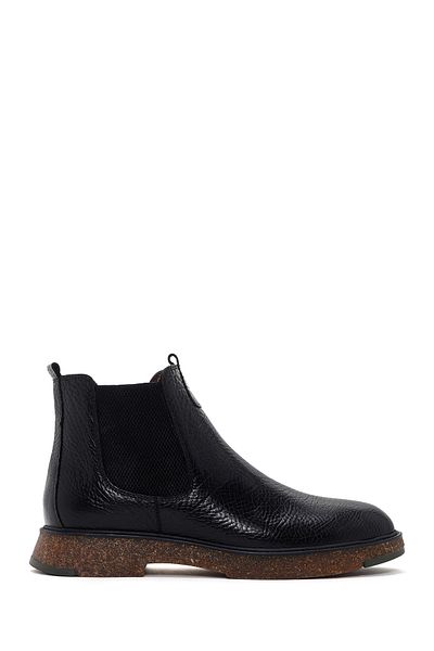 Derimod Men's Black Leather Casual Chelsea Boots 24Wfd6704Ft