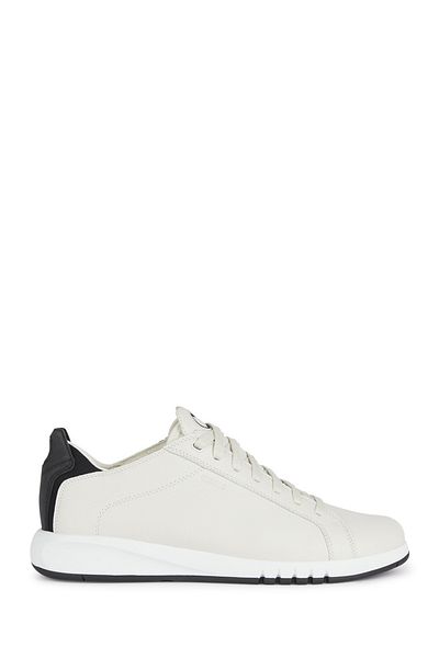 Geox Men's White U Aerantis a - Tumb Laced Leather Sneaker U357Fa00046C0404