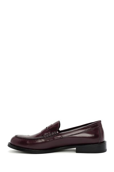 Derimod Pantofi pentru femei din piele burgundă din piele naturală masculină Penny Loafer Pantofi casual zilnic 24wfd151522