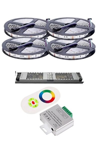 Asşerit Led Rgb Şerit Led 20 Metre Dokunmatik Kumanda Ultra Slim Trafo 3 Çip ...