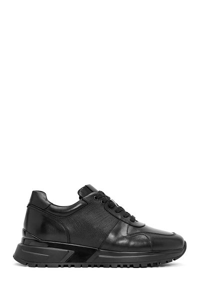 Derimod Men's Black Lace-Up Thick Sole Leather Sneaker 24Wfd611714