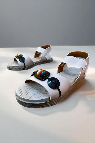 Oksit Straw Look Diya Sole Button Detailed Women's Sandals