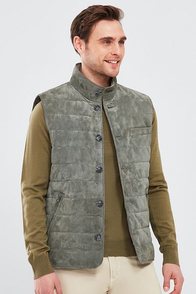 Derimod Men's Gray Suede Leather Vest - Isko 24sgd 652010