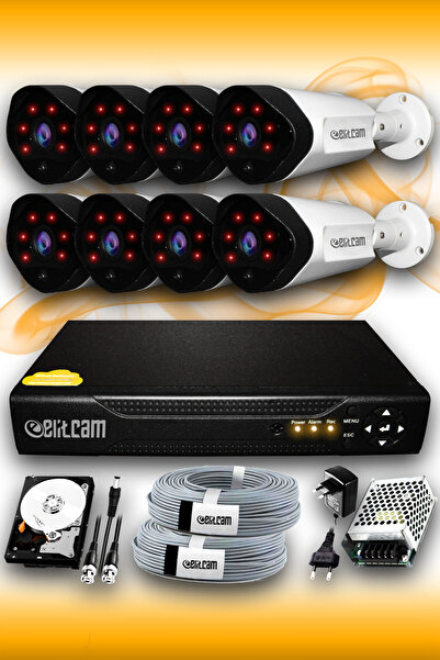 Elitcam 8 Kameralı Uzay 8 Dış Kamera Set 500 Gb Hdd Full Hd Gece Görüşlü Güve...