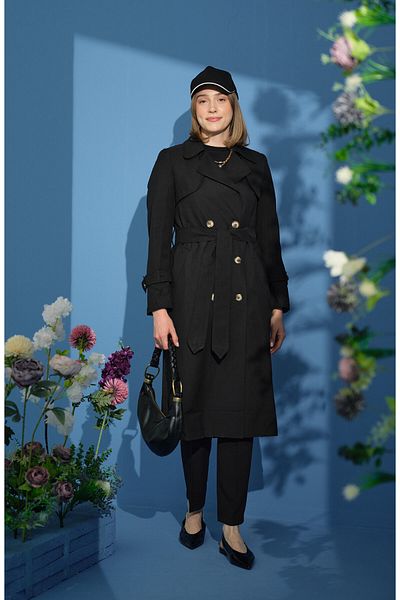 Fatma Atasoy Trench Coat with Windbreaker Black