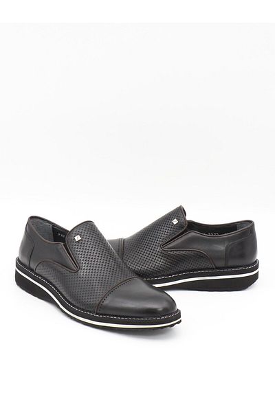 Fosco 9525 Black Genuine Leather Eva Sole Men's Shoes