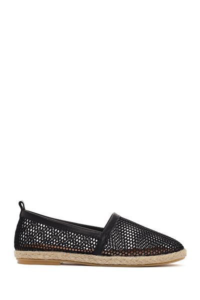 Derimod Black Leather Women's Espadrille - 24SFD14116F