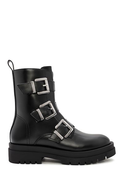 Derimod Women's Black Zippered Buckle Casual Boots 24Wfe 402018