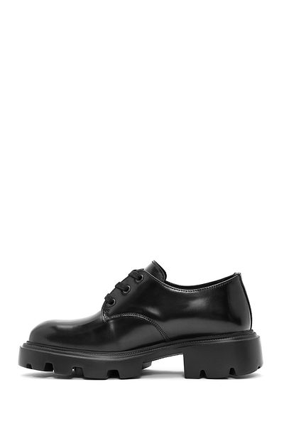 Derimod Women's Black Lace-Up Leather Oxford Shoes 24Wfd 236422
