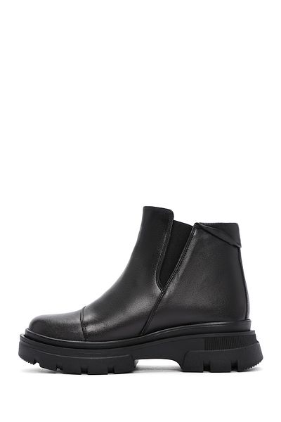 Derimod Women's Black Zippered Leather Boots 24Wfd 360318
