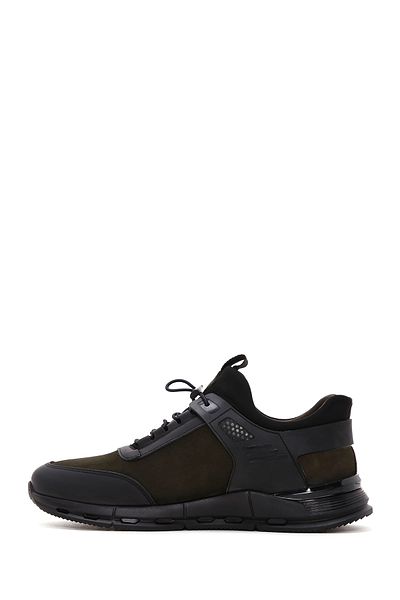 Derimod Men's Khaki Lace-Up Nubuck Leather Sneaker 24Wfd6762V3