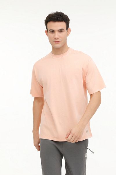 lumberjack Ανδρικό μπλουζάκι με κοντό μανίκι - M-BSC C NECK 11bs38 4FX salmon