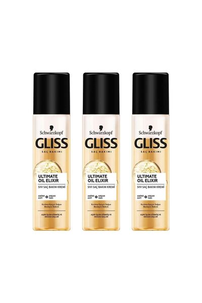 Gliss Ultimate Oil Elixir - Leave-in Conditioner, 200 ml x 3 Nourishing