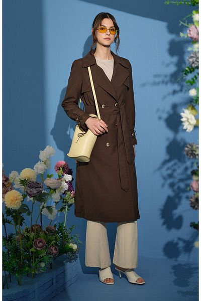 Fatma Atasoy Windbreaker Trench Coat Brown