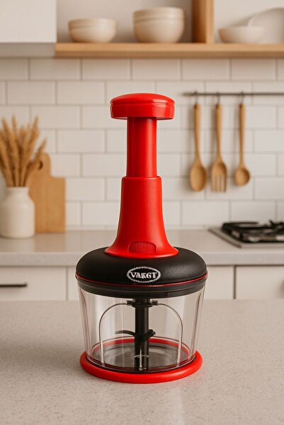 Kitchen Line Manual Top Press, New Generation Practical 3 Blade Chopper Rondo Red