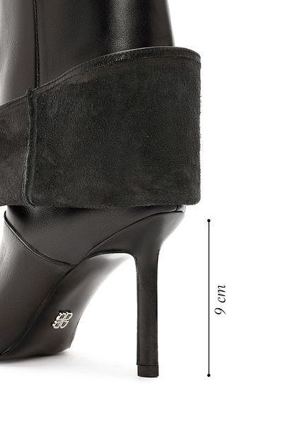 Derimod Women's Black Thin Heeled Leather Boots 24Wfd 163418